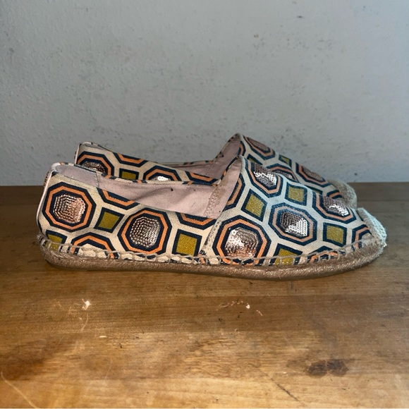 Tory Burch Shoes - Tory Burch Cecily Embellished Espadrille Flats Octagon Square Ivory Size 7